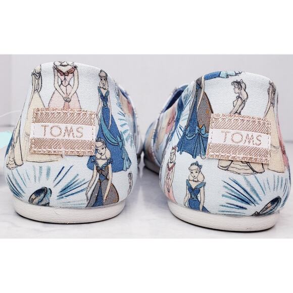 **NWT DISNEY X TOMS Classic Blue Cinderella Printed Canvas Shoes Women's US8.5** - Picture 6 of 15